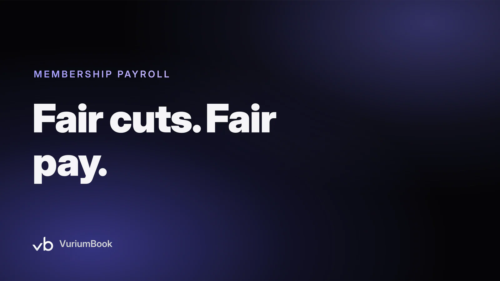 Bold headline about fair barber pay on dark background with violet accent