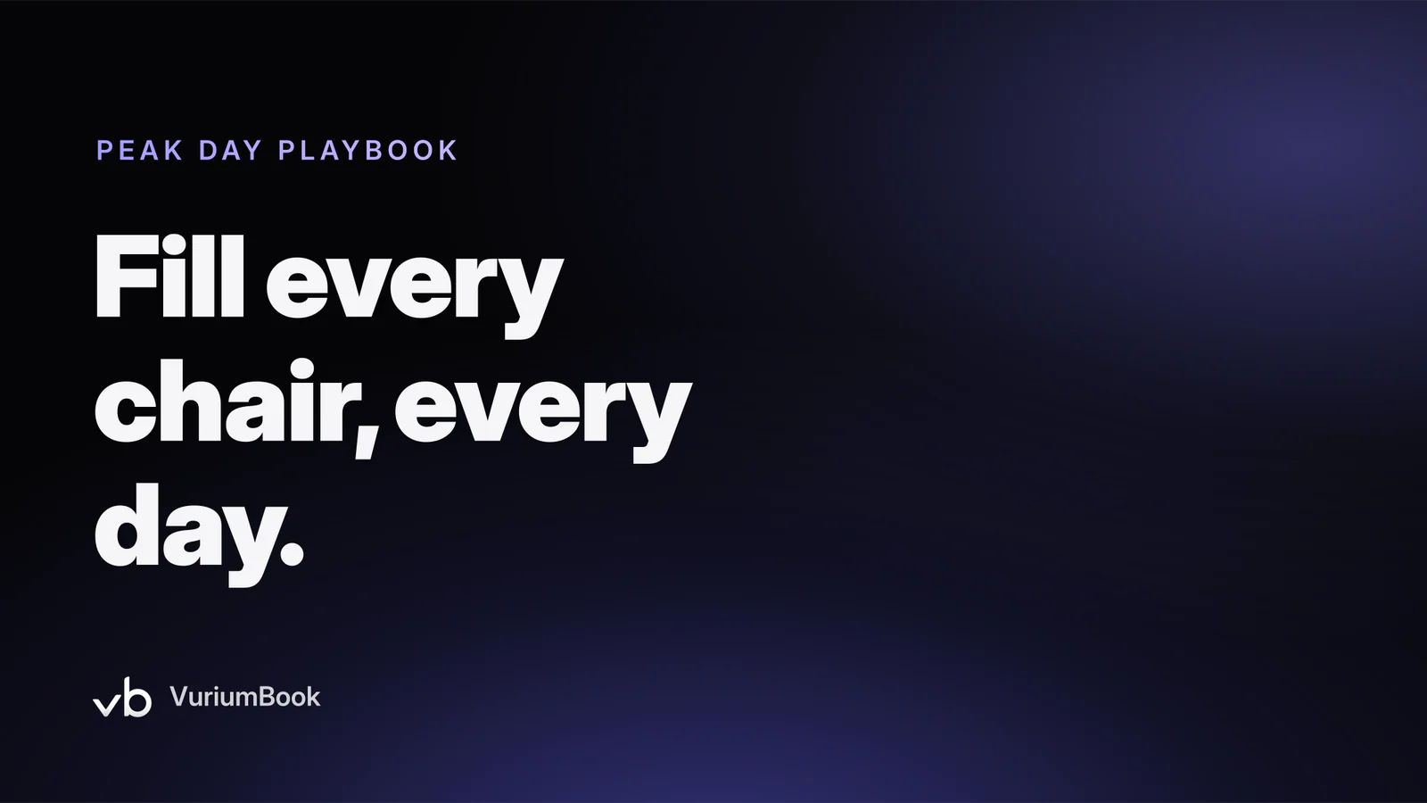 Bold white headline on dark background with violet accent stripe and barbershop scheduling imagery