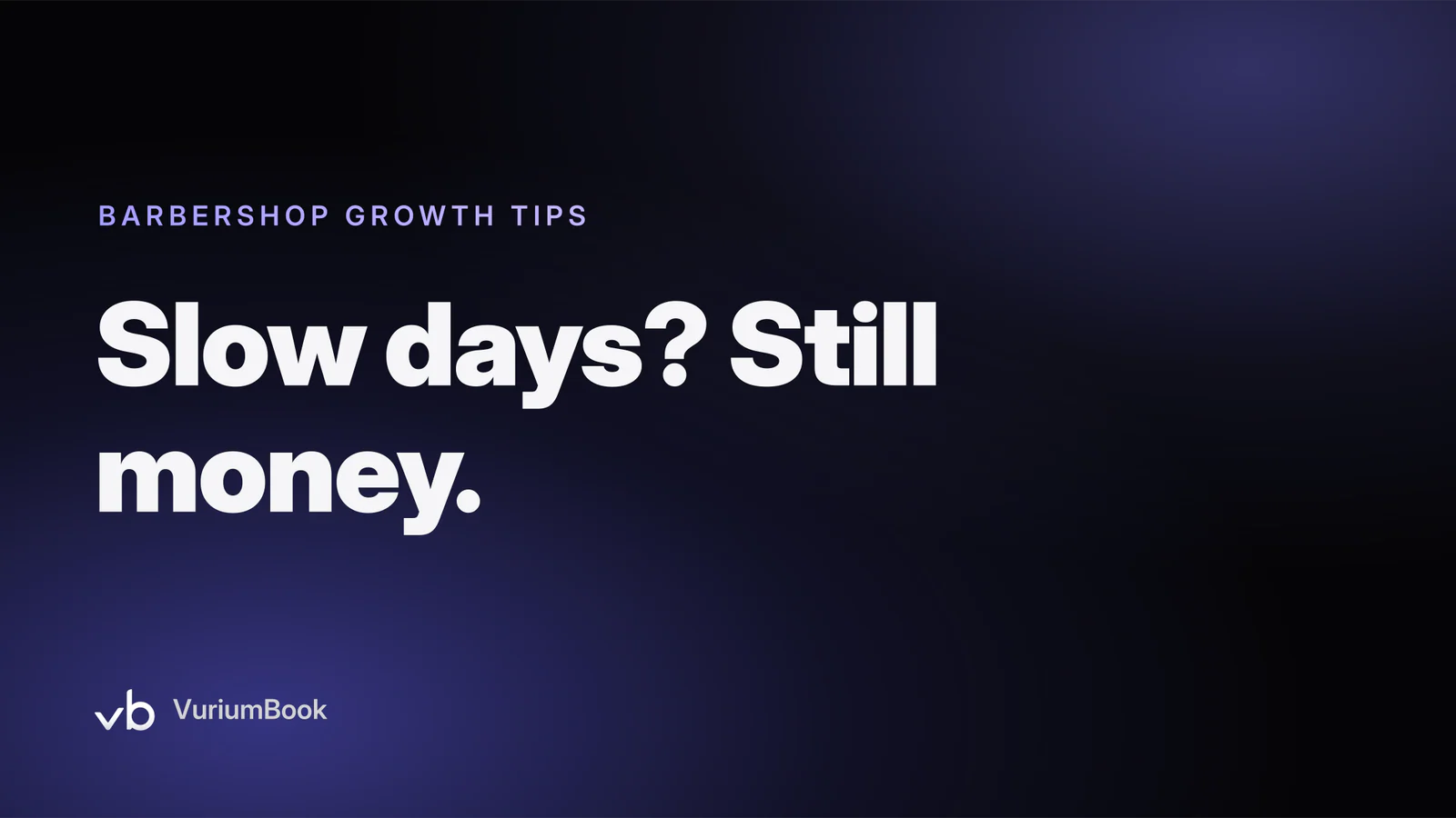 Bold white headline on dark background with violet accent line left side