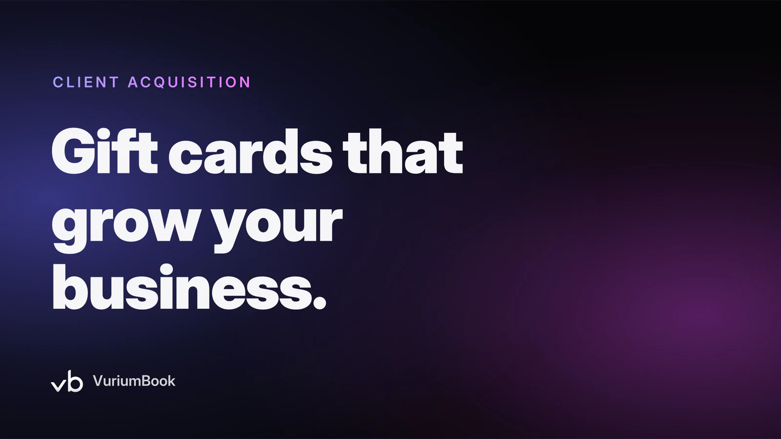 Bold magenta headline about gift cards growing a business on dark background