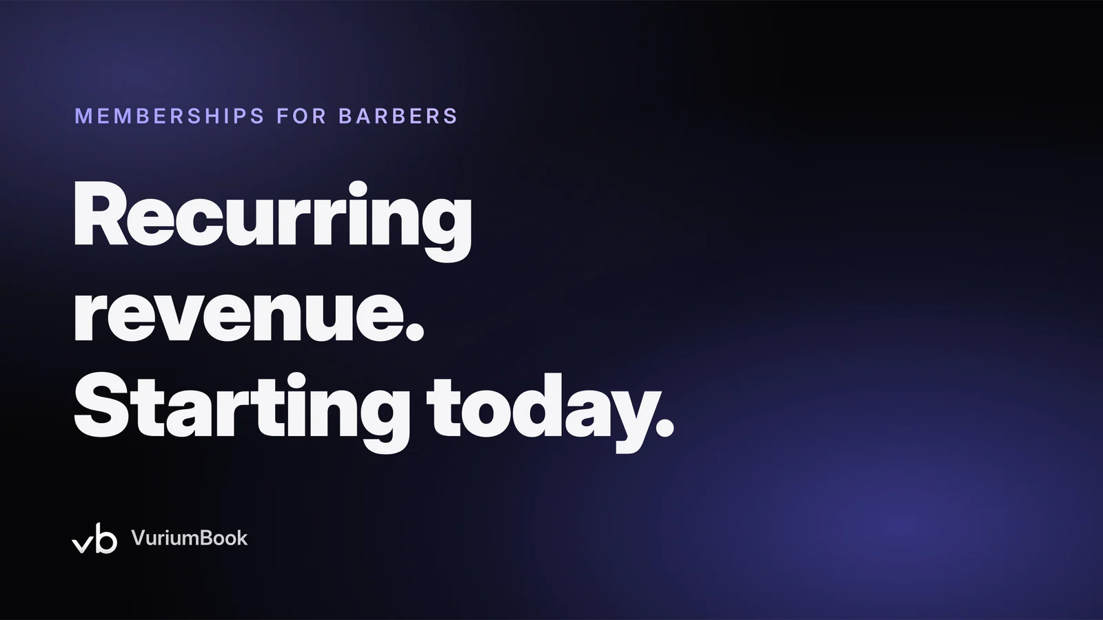 Bold headline about recurring revenue on a dark background with violet accent typography