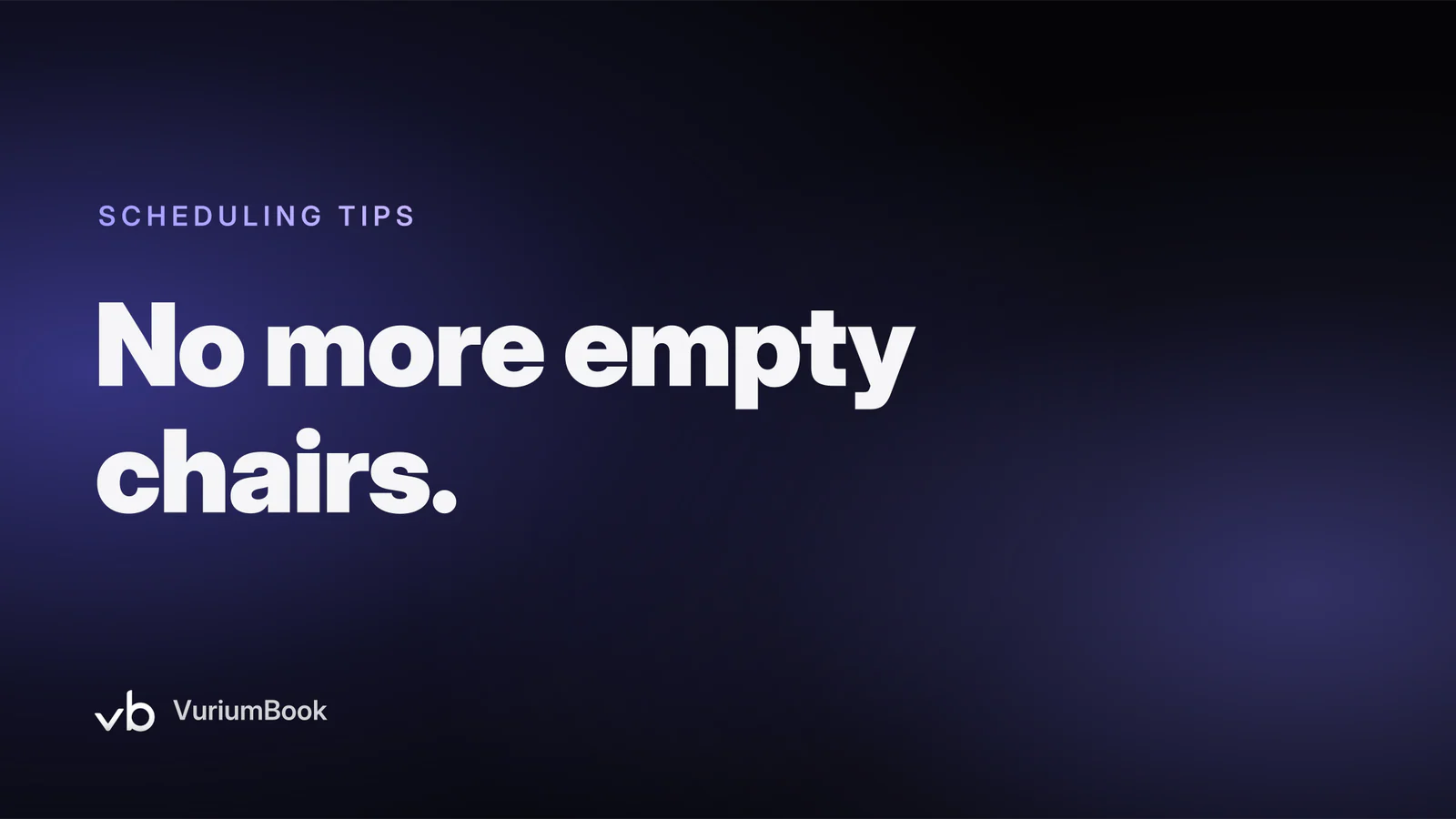 Bold white headline on dark background with violet accent stripe beside a chair icon