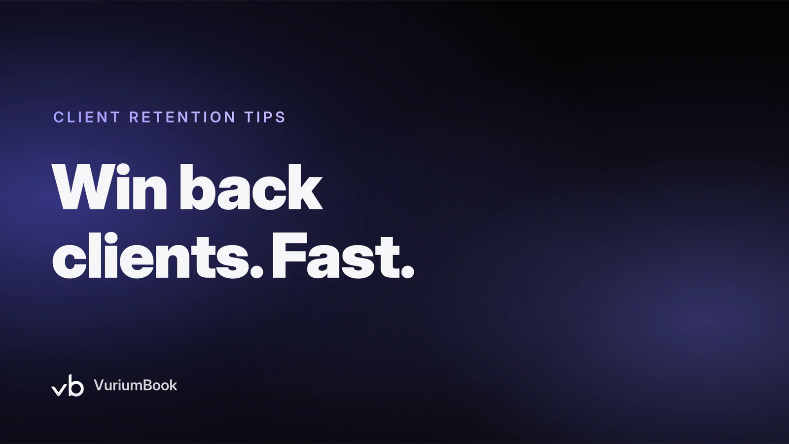 Bold violet headline on dark background encouraging barbers to win back lapsed clients